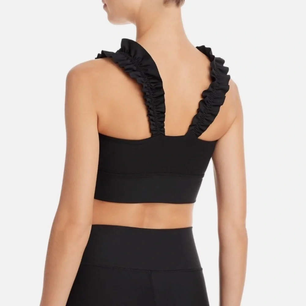 NWT Aqua Athletic Black Ruffle Bra Size S